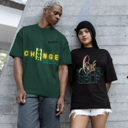 Extra Large 'Change is Constant' Tee in Bottle Green – Make a statement with this bold typography tee printed via DTG on high-quality 240 GSM cotton fabric. Features a ribbed neckline and an oversized unisex fit.