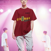 Maroon 'Change is Constant' Tee in Extra Small – A bold and inspiring oversized tee with striking yellow and green typography. Crafted from 240 GSM super-combed cotton, pre-shrunk, and bio-washed for durability and comfort.