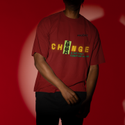 Small-size 'Change is Constant' Tee in Maroon – Stand out with this bold statement design featuring vibrant typography. Made with premium 240 GSM cotton fabric, bio-washed for a soft and lasting feel.