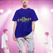 Extra Small 'Change is Constant' Tee in Navy Blue – A bold and inspiring oversized tee with striking yellow and green typography. Crafted from 240 GSM super-combed cotton, pre-shrunk, and bio-washed for durability and comfort.