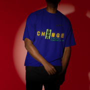 Small-size 'Change is Constant' Tee in Navy Blue – Stand out with this bold statement design featuring vibrant typography. Made with premium 240 GSM cotton fabric, bio-washed for a soft and lasting feel.