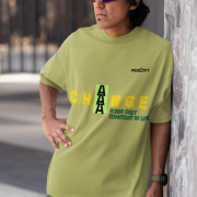 Double Extra Large 'Change is Constant' Tee in Olive Green – Elevate your wardrobe with this bold statement tee, crafted with a dynamic typography design. Made from high-quality 240 GSM cotton for a relaxed yet structured oversized fit.