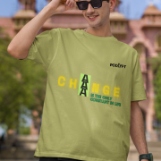 Large 'Change is Constant' Tee in Olive Green – This unisex oversized tee makes a powerful statement with its striking typography. DTG printed on 240 GSM bio-washed cotton for maximum durability and softness.