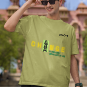 Large 'Change is Constant' Tee in Olive Green – This unisex oversized tee makes a powerful statement with its striking typography. DTG printed on 240 GSM bio-washed cotton for maximum durability and softness.