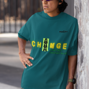 Double Extra Large 'Change is Constant' Tee in Petrol Blue – Elevate your wardrobe with this bold statement tee, crafted with a dynamic typography design. Made from high-quality 240 GSM cotton for a relaxed yet structured oversized fit.