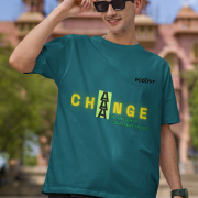 Large 'Change is Constant' Tee in Petrol Blue – This unisex oversized tee makes a powerful statement with its striking typography. DTG printed on 240 GSM bio-washed cotton for maximum durability and softness.