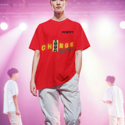 Extra Small 'Change is Constant' Tee in Red – A bold and motivational oversized tee with striking yellow-green typography. Made from 240 GSM super-combed cotton, pre-shrunk, and bio-washed for long-lasting comfort.
