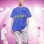 Extra Small 'Change is Constant' Tee in Royal Blue – A striking oversized tee with bold typography in yellow-green. Made from 240 GSM super-combed cotton, pre-shrunk, and bio-washed for all-day comfort and durability.