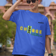 Large 'Change is Constant' Tee in Royal Blue – Elevate your wardrobe with this oversized statement tee featuring DTG-printed vibrant typography. Crafted from breathable 240 GSM bio-washed cotton for lasting wear.
