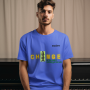 Medium 'Change is Constant' Tee in Royal Blue – A bold and inspiring design with modern typography. Made with premium 240 GSM super-combed cotton, bio-washed for superior comfort and durability.