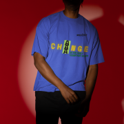 Small-size 'Change is Constant' Tee in Royal Blue – Make a statement with this motivational oversized tee featuring vibrant typography. Crafted from high-quality 240 GSM cotton, ensuring a soft and long-lasting feel.