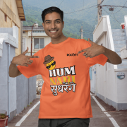 Coral Extra Small t-shirt featuring a playful emoji with sunglasses and a fedora, paired with bold "HUM NAHI Sudhrenge" text. Fun, quirky, and full of attitude!