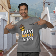 Grey 'Hum Nahi Sudhrenge tee in extra small size, featuring a cool and quirky vibe. Comfortable and stylish casual wear from PodLyft.