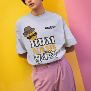 Extra-large lavender 'Hum Nahi Sudhrenge' tee with a cool and quirky vibe. Bold, stylish, and comfortable fashion from PodLyft