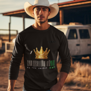 Unique Crown T-Shirt in black, size L, showcasing a striking golden crown and barcode design with the tagline 'Be the Unique One' by PodLyft, designed for bold and confident individuals.