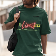 Unlimited Tee in bottle green, extra large size, featuring an eye-catching bold statement design, printed on a high-quality oversized T-shirt with super combed cotton fabric.