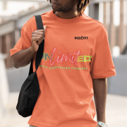 Unlimited Tee in coral, extra large size, featuring an eye-catching bold statement design, printed on a high-quality oversized T-shirt with super combed cotton fabric