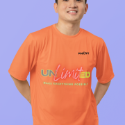 Unlimited Tee in coral, extra small size, featuring a bold and dynamic neon-inspired design printed on a premium oversized T-shirt for a standout streetwear look.