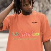 Coral Unlimited Tee in large size, designed with a powerful statement print in neon hues, crafted on a 240 GSM oversized cotton T-shirt for ultimate comfort and fashion.