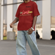 Maroon Unlimited Tee in double extra large size with a striking motivational design, printed using DTG on a premium oversized T-shirt for a relaxed and stylish fit.