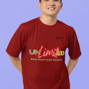 Unlimited Tee in maroon, extra small size, featuring a bold and dynamic neon-inspired statement design, printed on a premium oversized T-shirt for a trendy streetwear look.