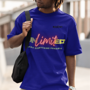 Unlimited Tee in navy blue, extra large size, featuring an eye-catching bold statement design, printed on a high-quality oversized T-shirt with super combed cotton fabric.
