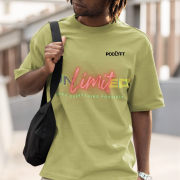 Unlimited Tee in olive green, extra large size, featuring an eye-catching bold statement design, printed on a high-quality oversized T-shirt with super combed cotton fabric.