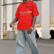 Red Unlimited Tee in double extra large size with a standout motivational print, crafted on a 240 GSM oversized cotton T-shirt for unmatched comfort and modern street-style confidence.