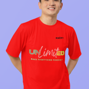 Unlimited Tee in red, extra small size, featuring a bold and dynamic statement design with neon typography, printed on a premium oversized cotton T-shirt for a stylish and confident look.