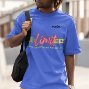 Royal blue Unlimited Tee in large size with a bold and motivational print, designed on a high-quality 240 GSM oversized cotton T-shirt for modern streetwear appeal.