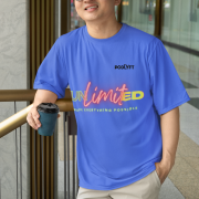 Royal blue Unlimited Tee in small size, showcasing a striking neon-style statement print on a 240 GSM bio-washed oversized cotton T-shirt for a trendy and confident look.