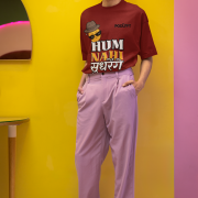 Double extra large maroon 'Hum Nahi Sudhrenge' tee with a cool and quirky vibe. Trendy, fun, and comfortable everyday wear from PodLyft.