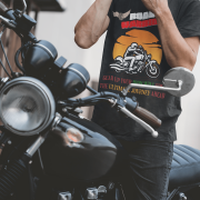 Black Road Warrior tee in small size, designed for motorcycle enthusiasts who live for the thrill of the ride. The striking biker graphic, "ROAD WARRIOR" typography, and inspiring message make it an essential piece for those who conquer the road.
