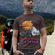Soft cotton coffee brown motorcycle tee, perfect for riders and adventure lovers. (XXL)