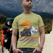 Adventure-inspired olive green biker tee with a bold motorcycle design, made from soft cotton. (XXL)