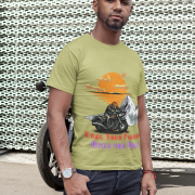 Eye-catching olive green motorcycle graphic T-shirt, a must-have for bikers and riders. (XL)