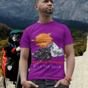 Bold purple motorcycle graphic tee, ideal for adventure riders. (XXL)