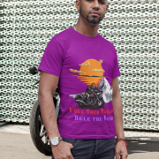 Comfortable purple biker T-shirt, made from high-quality cotton fabric. (XL)