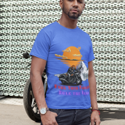 Comfortable royal blue biker T-shirt with a breathable fit and bold design. (XL)