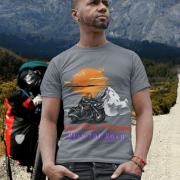 Soft and stylish steel grey motorcycle graphic tee, ideal for adventure-loving riders. (XXL)
