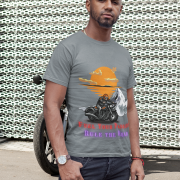 Comfortable steel grey biker T-shirt with a breathable fit and unique motorcycle design. (XL)