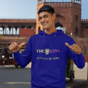 Bold King Reigns Hoodie – Navy Blue Men's Hoodie with Royal Skull & Crown Design | Comfortable, Trendy, Motivational Fashion | PodLyft