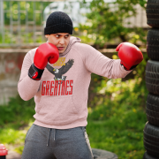 Chase Greatness Hoodie in soft baby pink, blending strength with style. Features an inspiring eagle design for a bold yet feminine look. | PodLyft