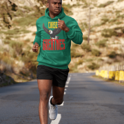 Chase Greatness Hoodie in deep bottle green, featuring a striking eagle graphic and empowering text. Perfect for those who chase success. | PodLyft