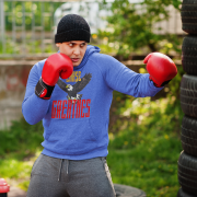 Chase Greatness Hoodie in striking royal blue, featuring an inspiring eagle design and bold typography. Elevate your style and mindset. | PodLyft