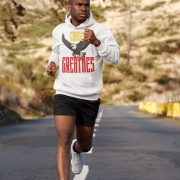 Chase Greatness Hoodie in crisp white, showcasing a bold eagle graphic and motivational text. Perfect for those who strive for greatness. | PodLyft