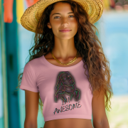 A soft yet empowering baby pink crop top with a bold "I'm Awesome" design, perfect for those who love a mix of femininity and strength.