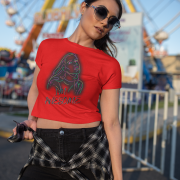 A fiery red crop top with a striking "I'm Awesome" design, making a bold fashion statement for those who love to stand out.