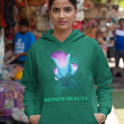 Infinite Beauty Hoodie in Bottle Green – Enchanting Glowing Floral Aesthetic | Cozy & Trendy Women's Pullover | PodLyft