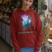 Infinite Beauty Hoodie in Maroon – Radiant Floral Glow with a Magical Touch | Chic & Comfortable Hoodie for Women | PodLyft